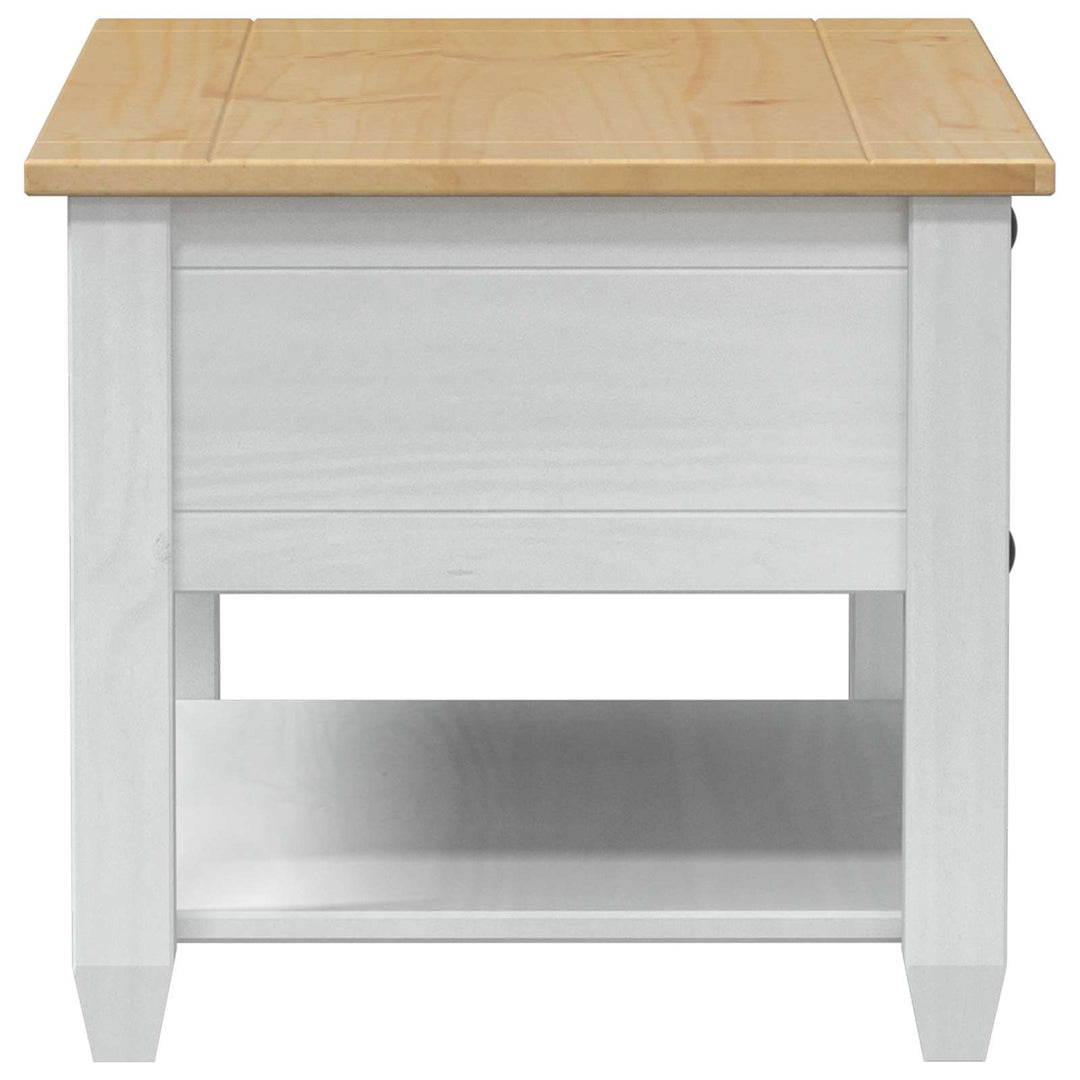 Sofabord med skuffe Hvid 85 x 50 x 45 cm Massiv fyrretræ