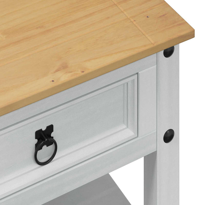Sofabord med skuffe Hvid 100 x 48 x 45 cm Massivt fyrretræ