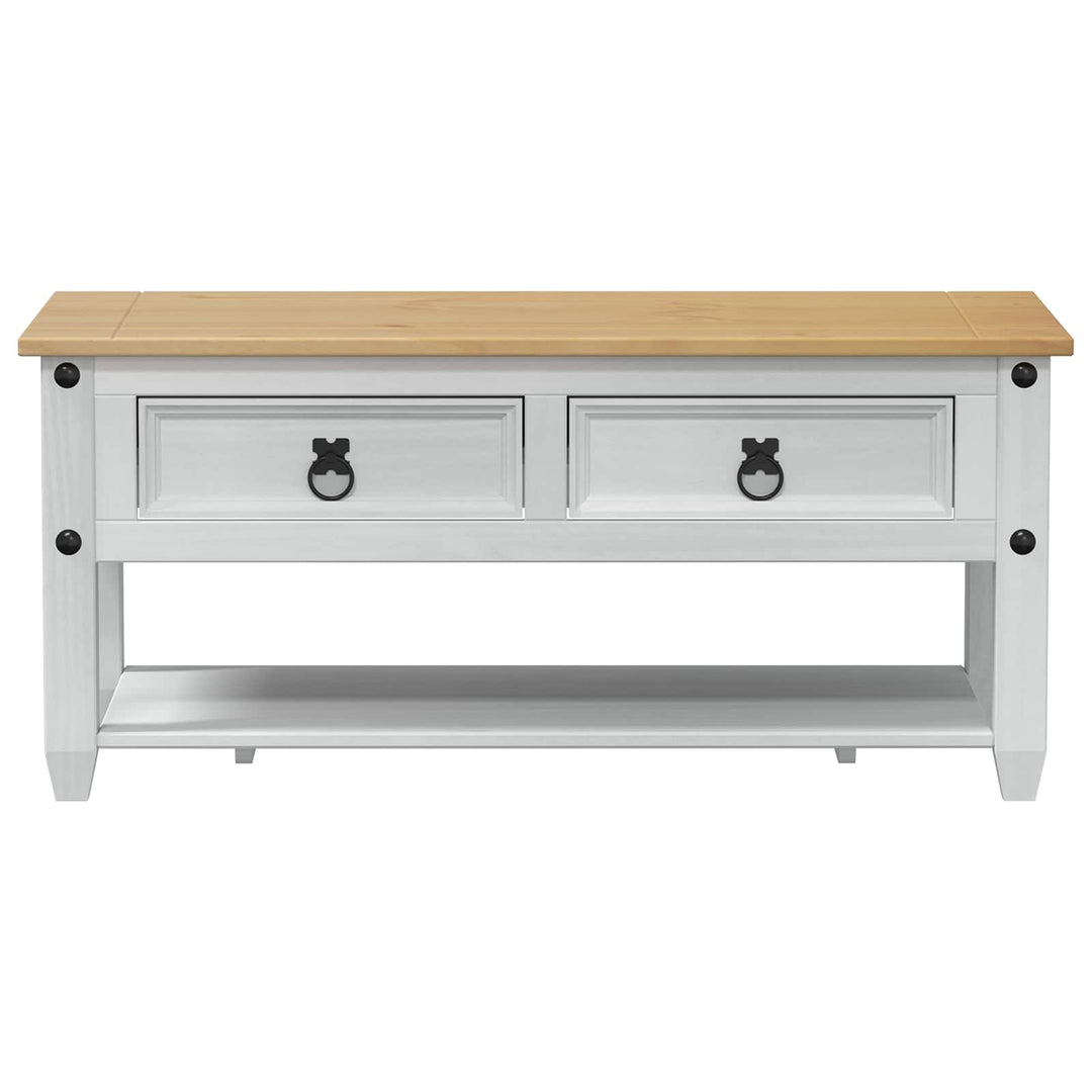 Sofabord med skuffe Hvid 100 x 48 x 45 cm Massivt fyrretræ