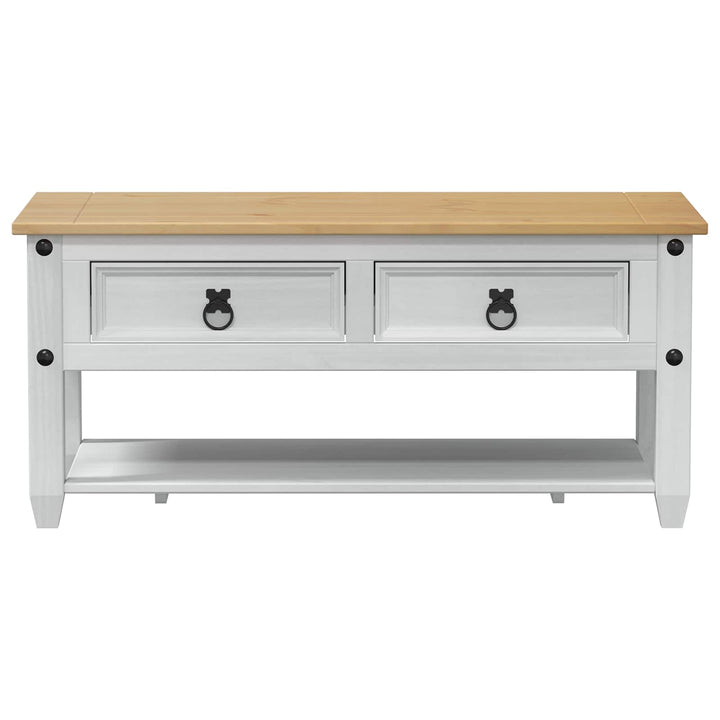 Sofabord med skuffe Hvid 100 x 48 x 45 cm Massivt fyrretræ