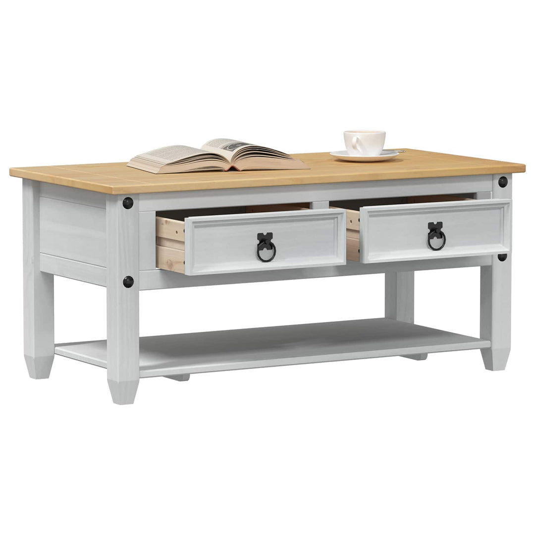 Sofabord med skuffe Hvid 100 x 48 x 45 cm Massivt fyrretræ