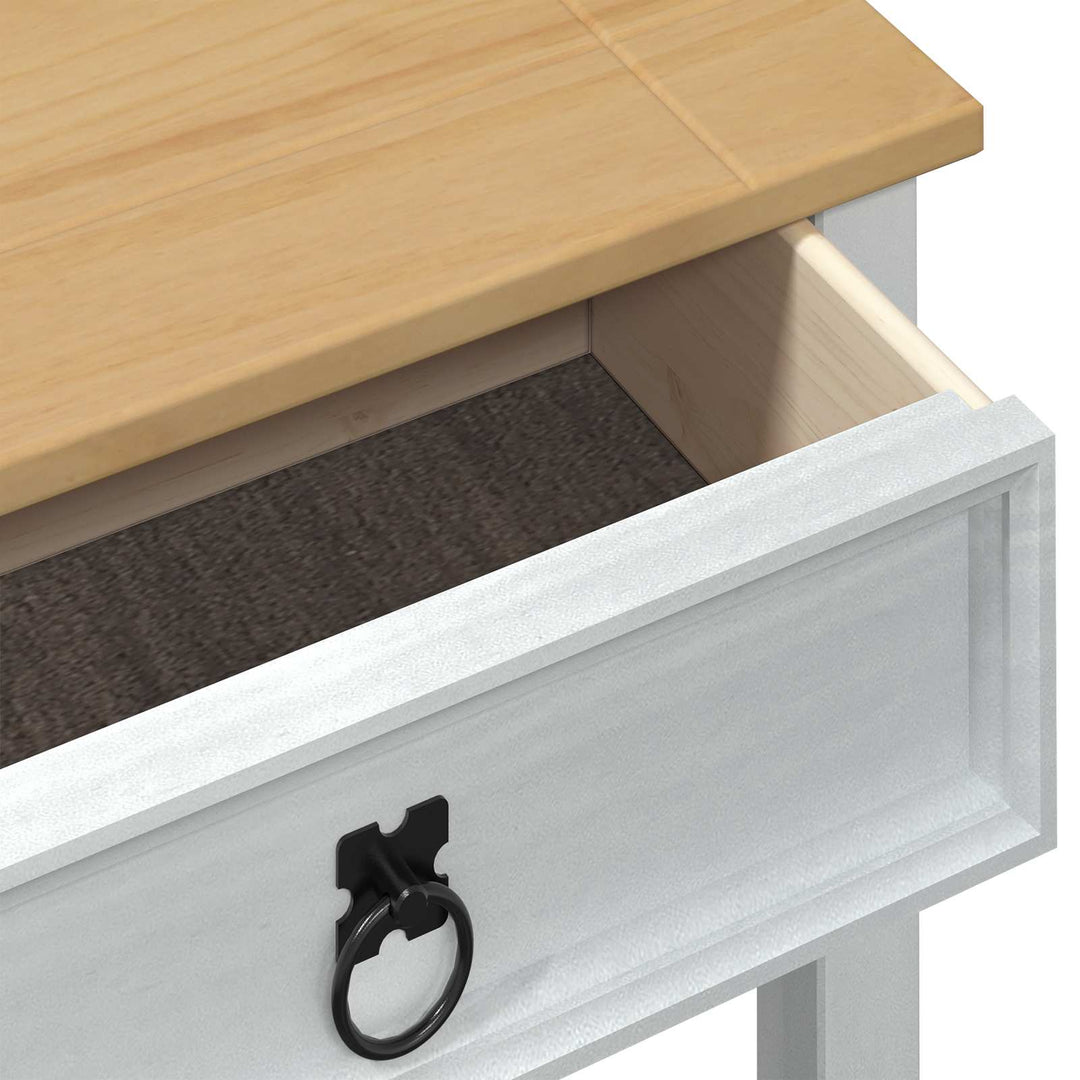Konsolbord med skuffe Hvid 55 x 35 x 73 cm Massiv fyrretræ