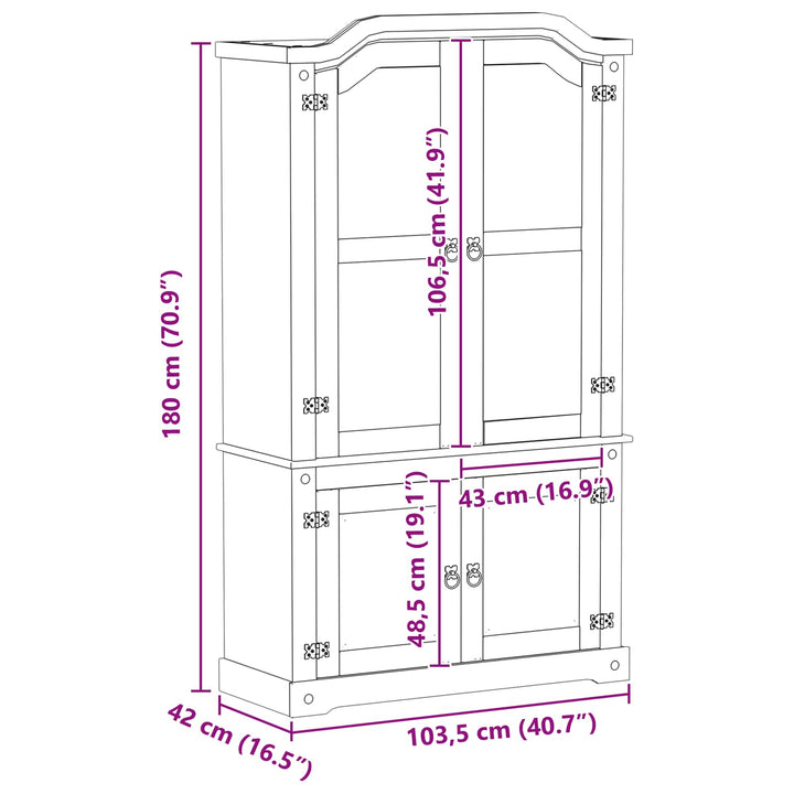 Display Skab Hvid 103.5 x 42 x 180 cm Massiv fyrretræ