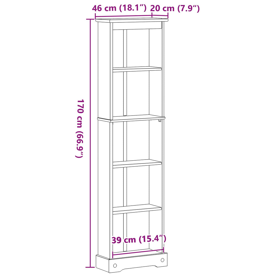 Bogreol Hvid 46 x 20 x 170 cm Massiv fyrretræ