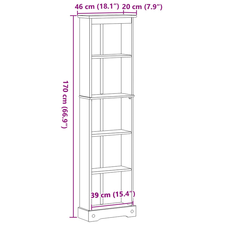 Bogreol Hvid 46 x 20 x 170 cm Massiv fyrretræ