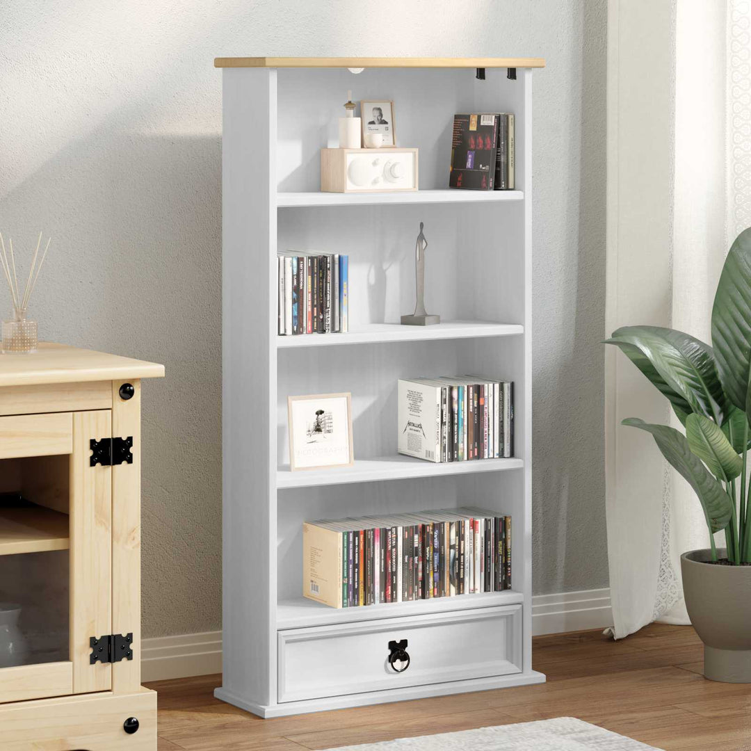CD reol Hvid 52 x 17.5 x 103 cm Massiv fyrretræ