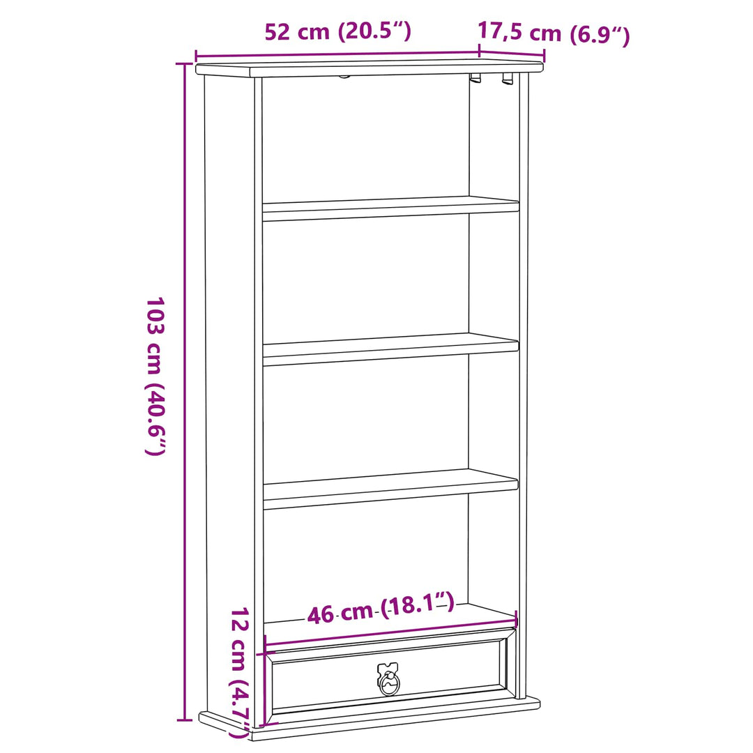 CD reol Hvid 52 x 17.5 x 103 cm Massiv fyrretræ