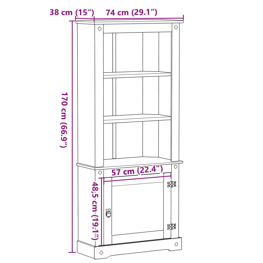 Highboard Hvid 74 x 38 x 170 cm Massiv fyrretræ