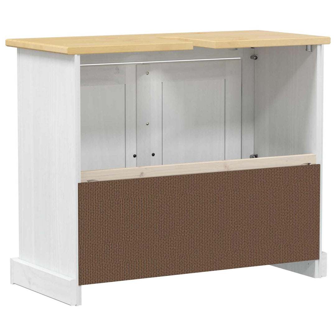 Vaskeskab med hylde Hvid 73 x 33 x 60 cm Massiv fyrretræ