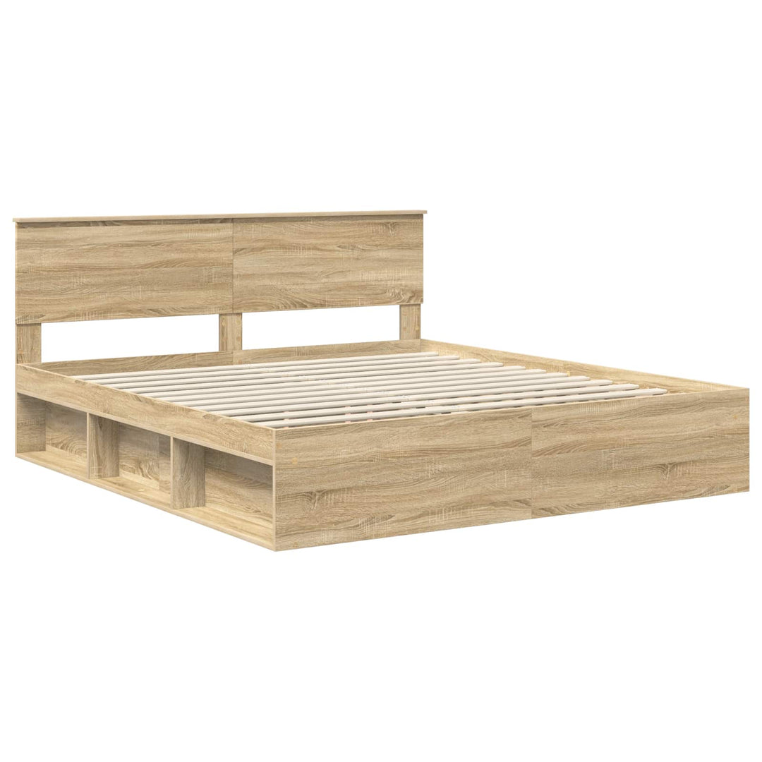 Sengestel med hovedgærde Sonoma 200 x 200 cm Konstrueret træ