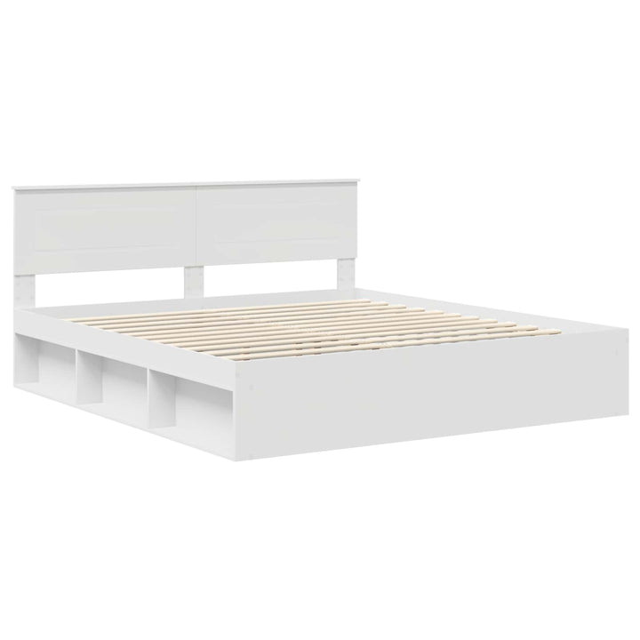 Sengestel med hovedgærde Hvid 180 x 200 cm Konstrueret træ