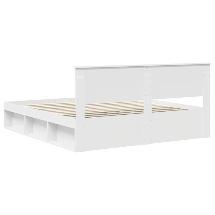 Sengestel med hovedgærde Hvid 180 x 200 cm Konstrueret træ