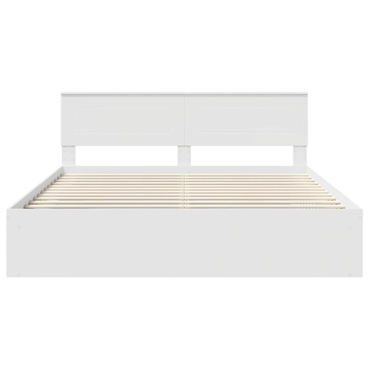 Sengestel med hovedgærde Hvid 180 x 200 cm Konstrueret træ