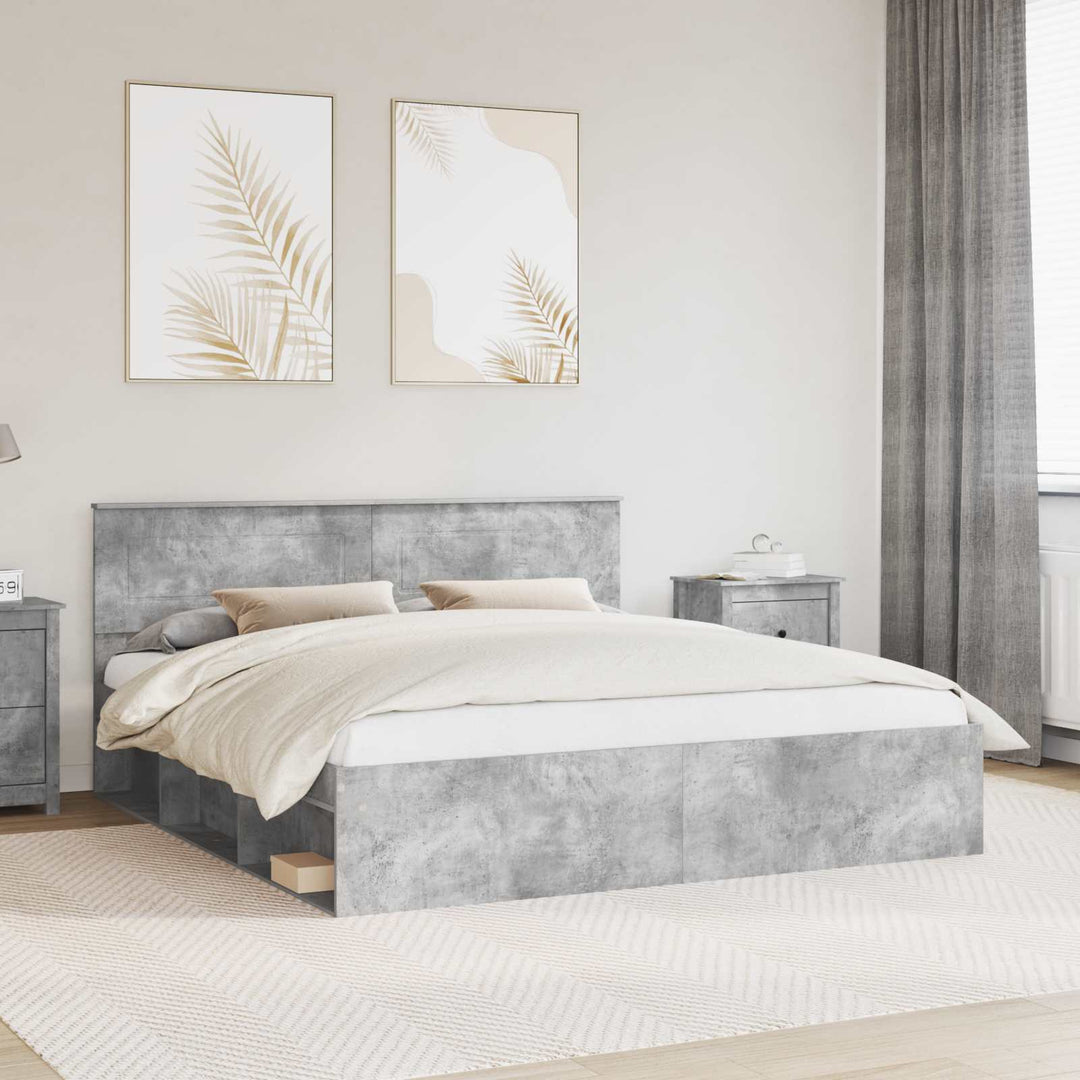 Sengestel med hovedgærde Beton 180 x 200 cm Konstrueret træ