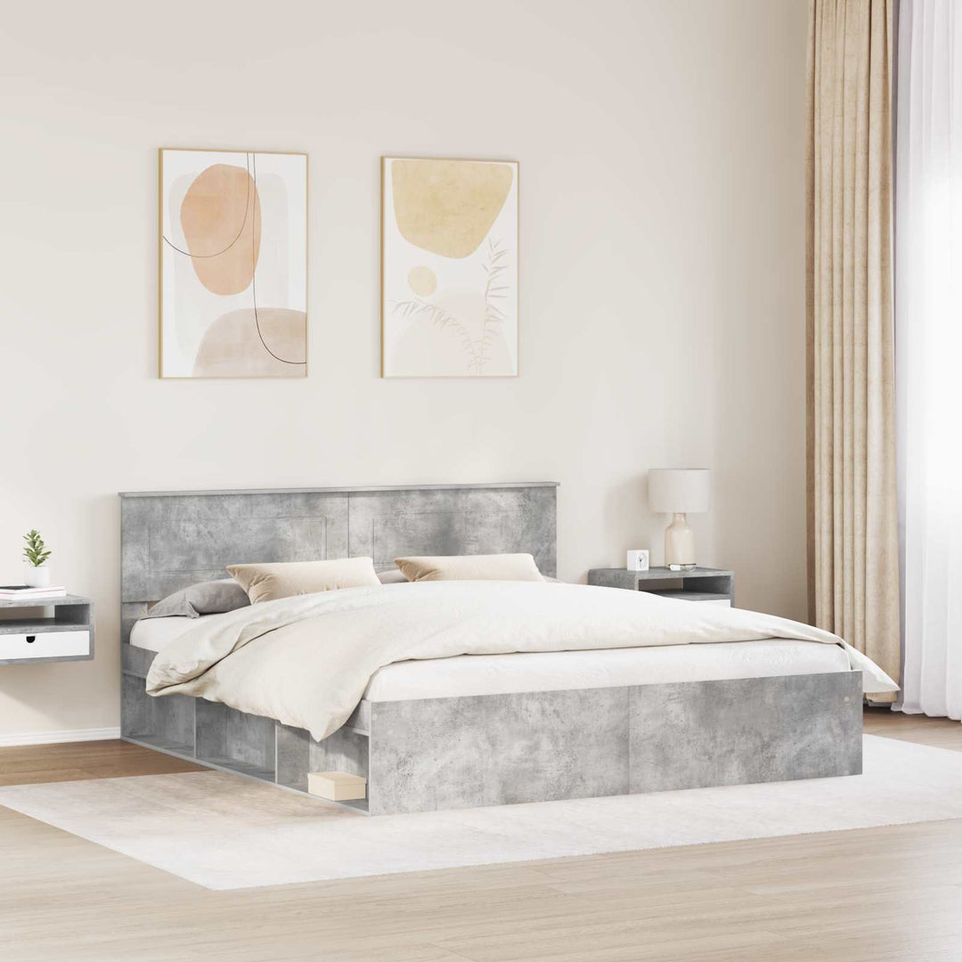 Sengestel med hovedgærde Beton 180 x 200 cm Konstrueret træ