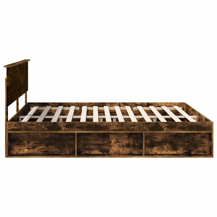 Sengestel med hovedgærde Røget eg 180 x 200 cm Konstrueret træ