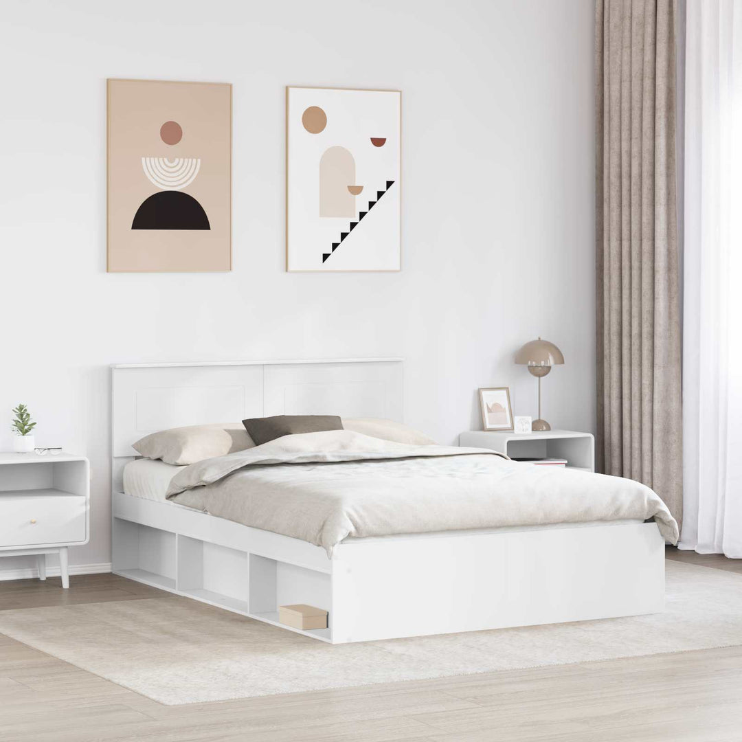 Sengestel med hovedgærde Hvid 160 x 200 cm Konstrueret træ