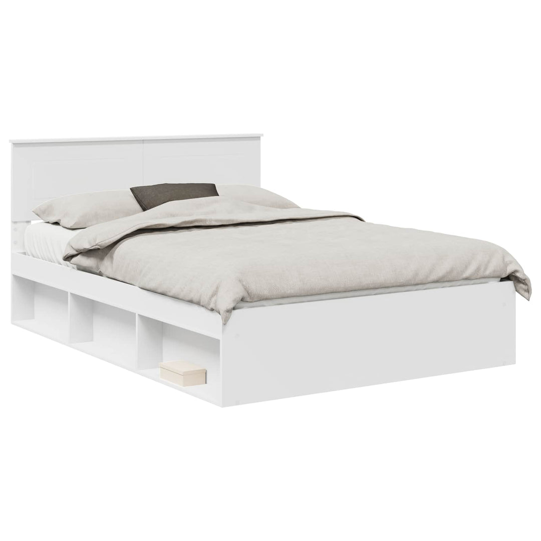 Sengestel med hovedgærde Hvid 160 x 200 cm Konstrueret træ