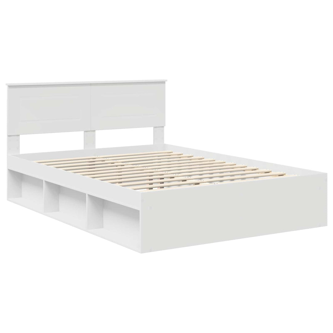 Sengestel med hovedgærde Hvid 160 x 200 cm Konstrueret træ