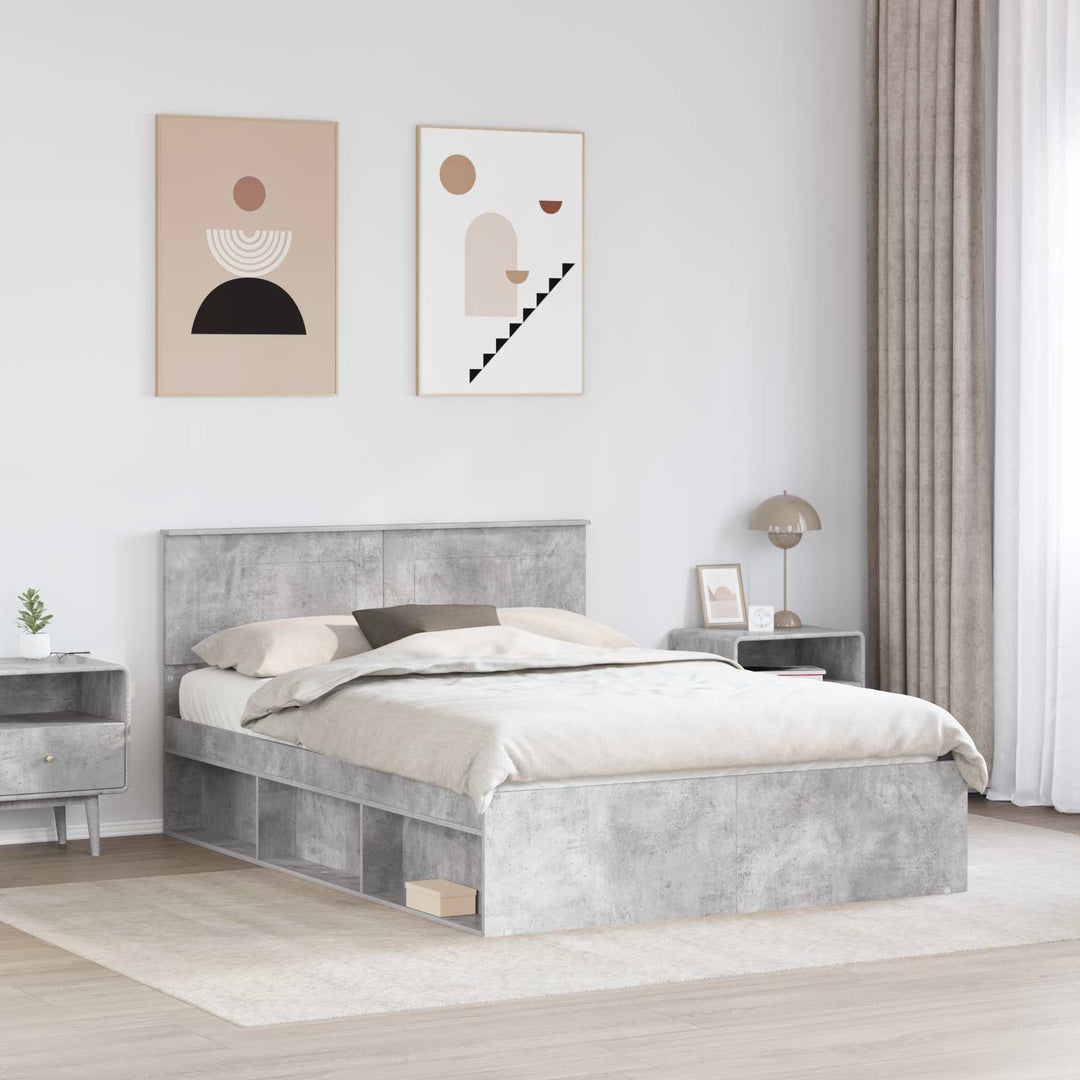 Sengestel med hovedgærde Beton 160 x 200 cm Konstrueret træ