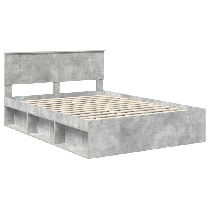Sengestel med hovedgærde Beton 160 x 200 cm Konstrueret træ