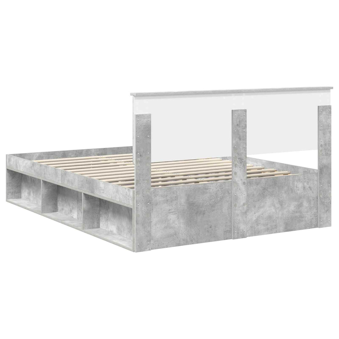 Sengestel med hovedgærde Beton 160 x 200 cm Konstrueret træ