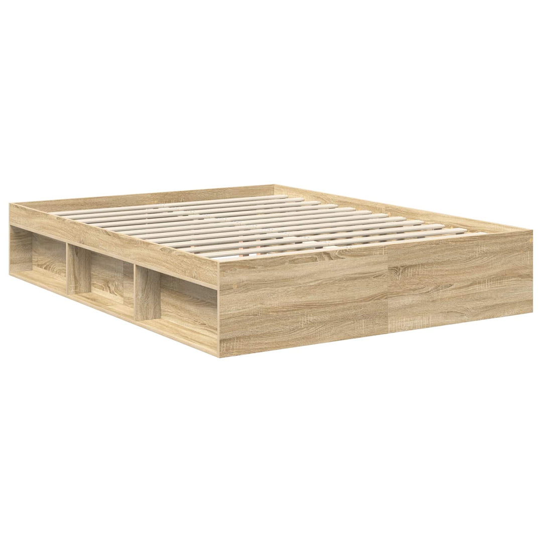 Sengestel med hovedgærde Røget eg 150 x 200 cm Konstrueret træ