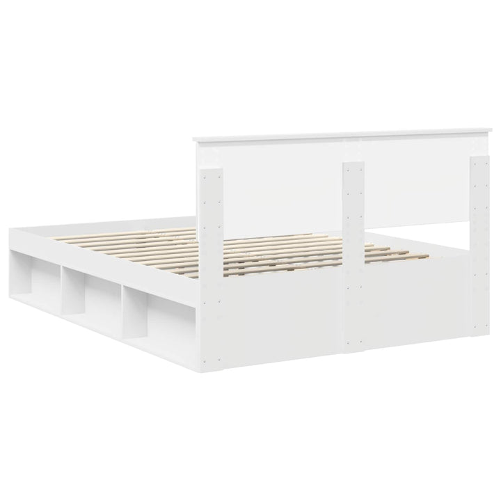Sengestel med hovedgærde Hvid 140 x 190 cm Konstrueret træ