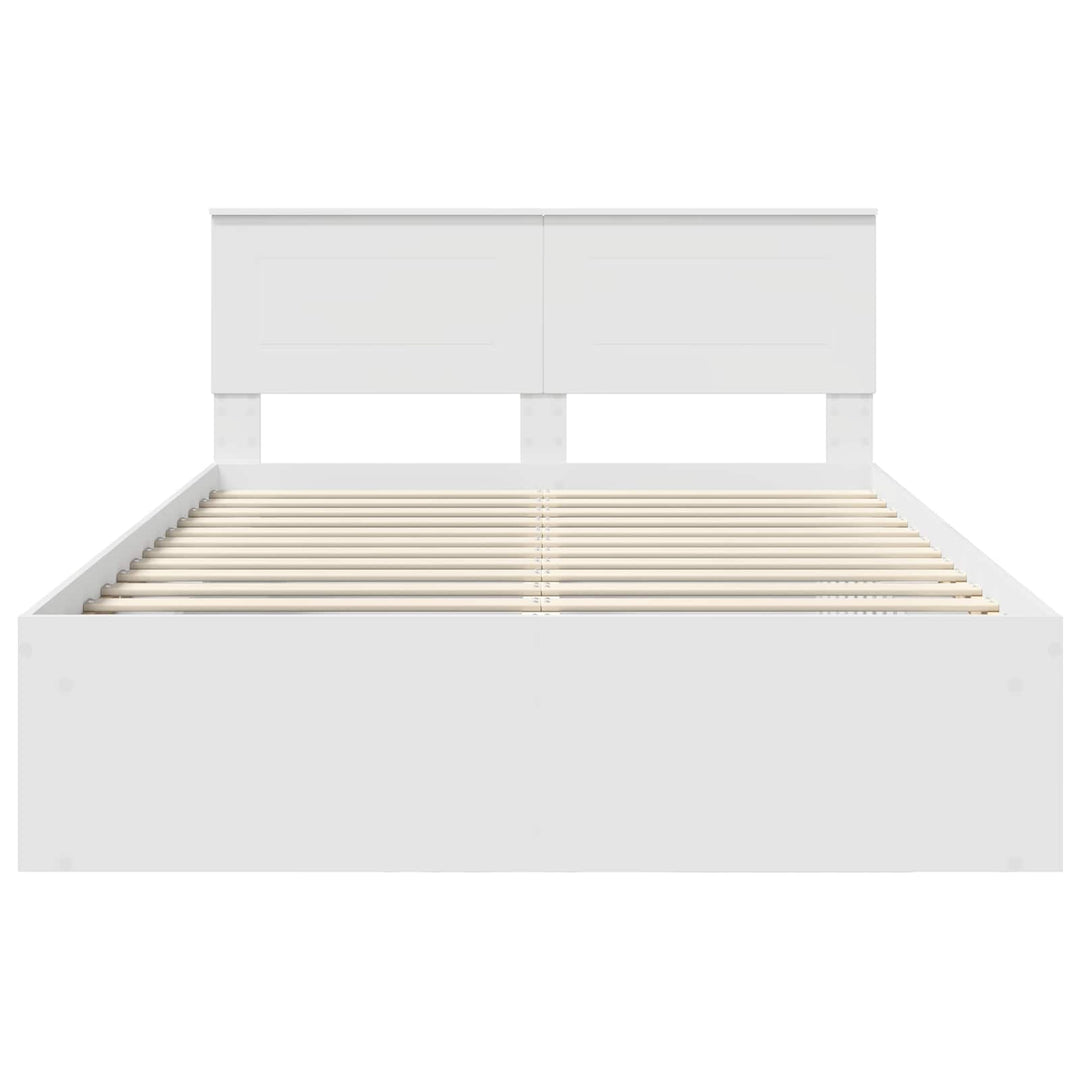 Sengestel med hovedgærde Hvid 140 x 190 cm Konstrueret træ