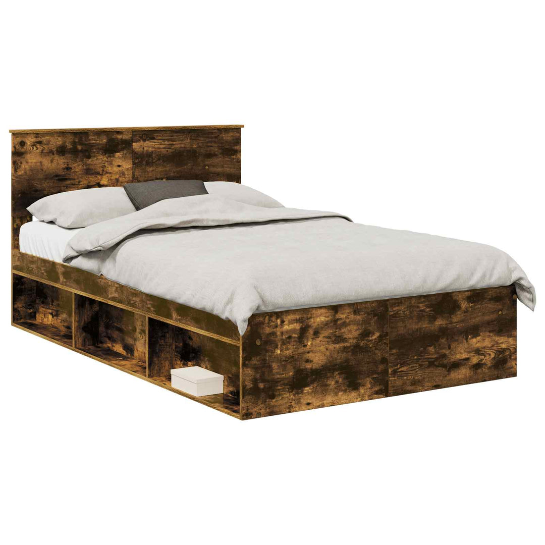 Sengestel med hovedgærde Røget eg 135 x 190 cm Konstrueret træ