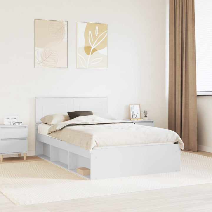Sengestel med hovedgærde Hvid 120 x 190 cm Konstrueret træ