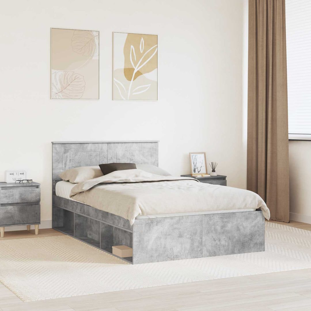 Sengestel med hovedgærde Beton 120 x 190 cm Konstrueret træ