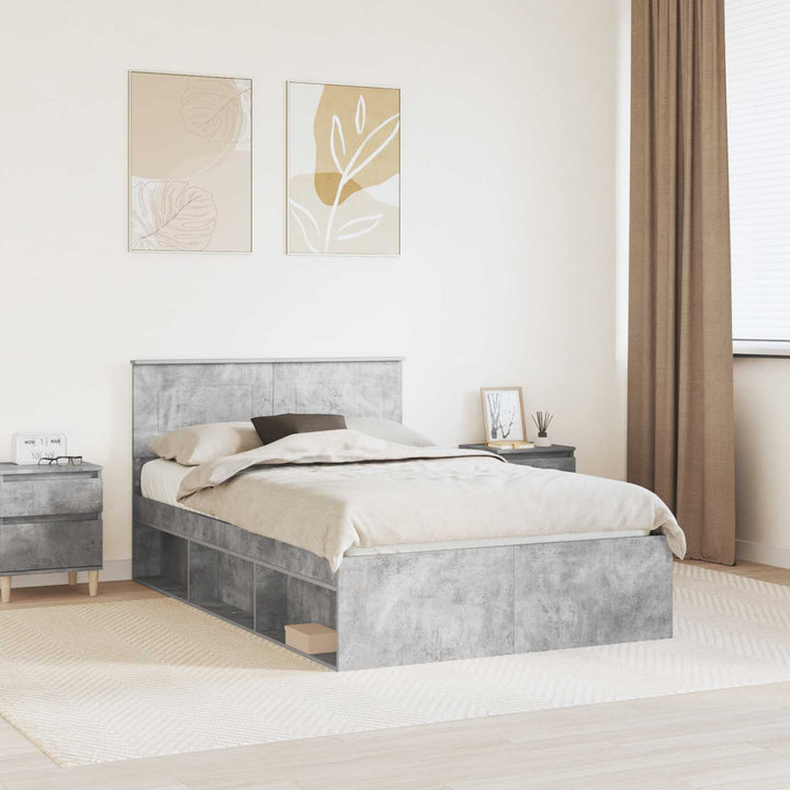 Sengestel med hovedgærde Beton 120 x 190 cm Konstrueret træ
