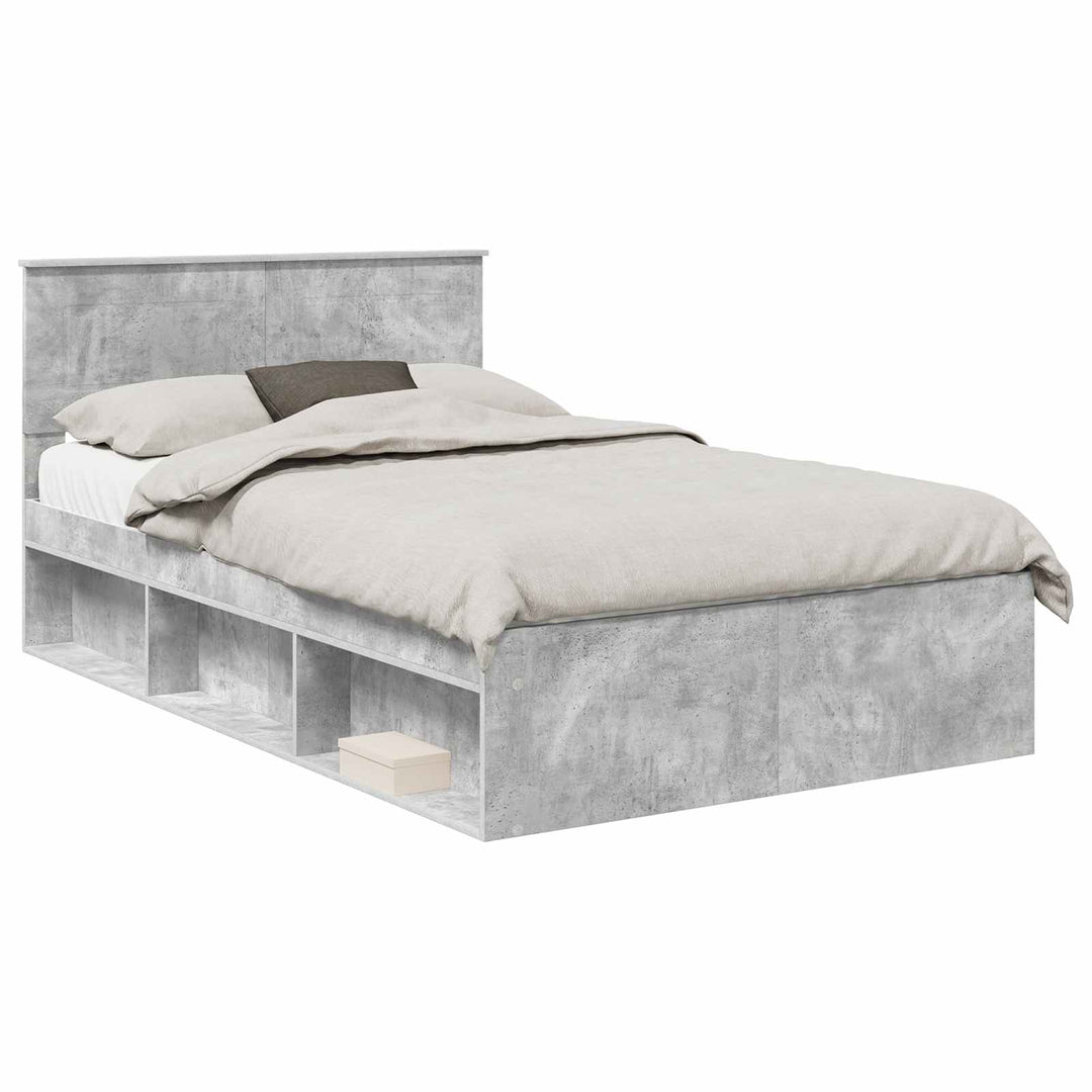 Sengestel med hovedgærde Beton 120 x 190 cm Konstrueret træ