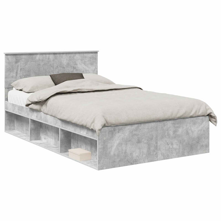 Sengestel med hovedgærde Beton 120 x 190 cm Konstrueret træ