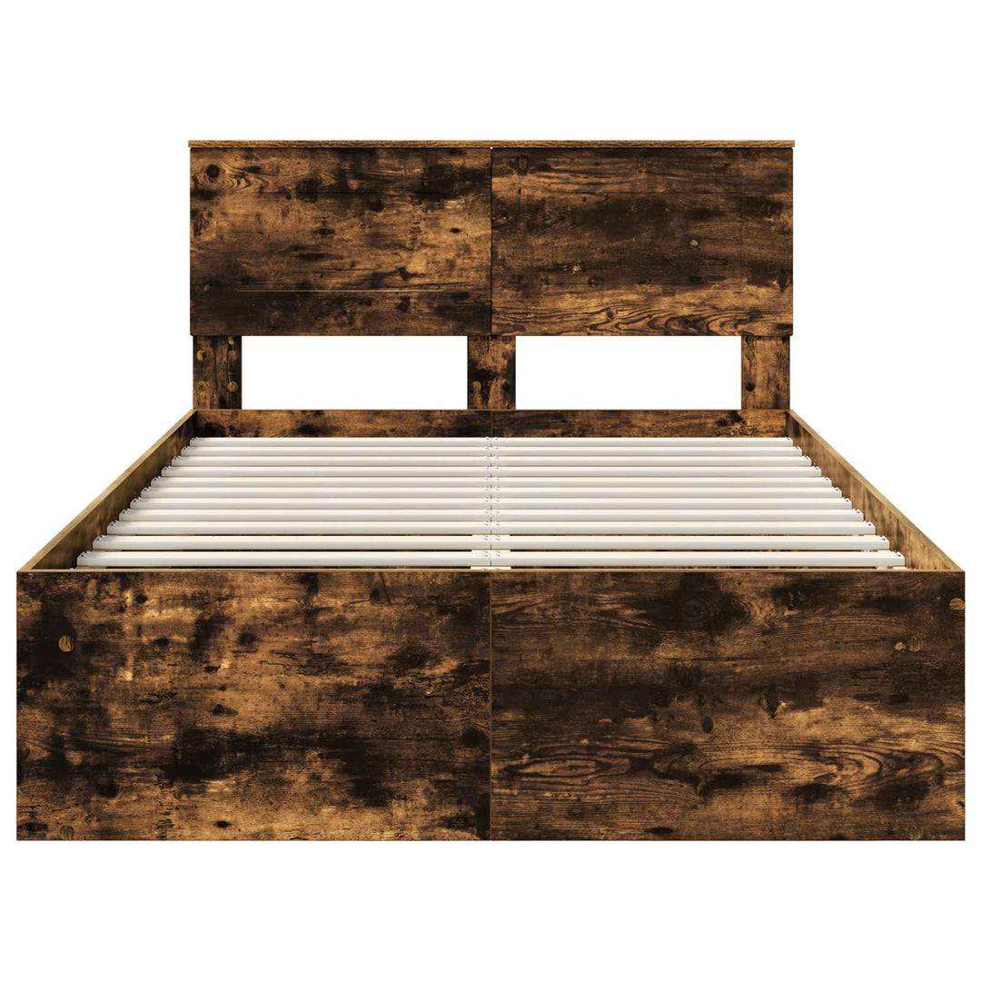Sengestel med hovedgærde Røget eg 120 x 190 cm Konstrueret træ