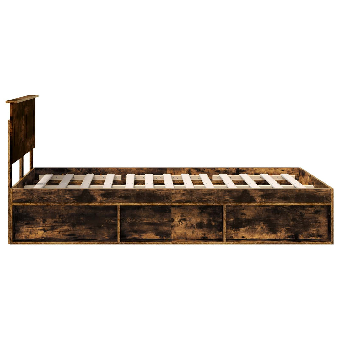Sengestel med hovedgærde Røget eg 120 x 190 cm Konstrueret træ