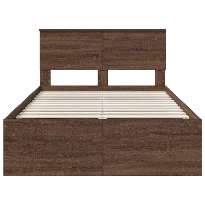 Sengestel med hovedgærde Brun eg 120 x 190 cm Konstrueret træ