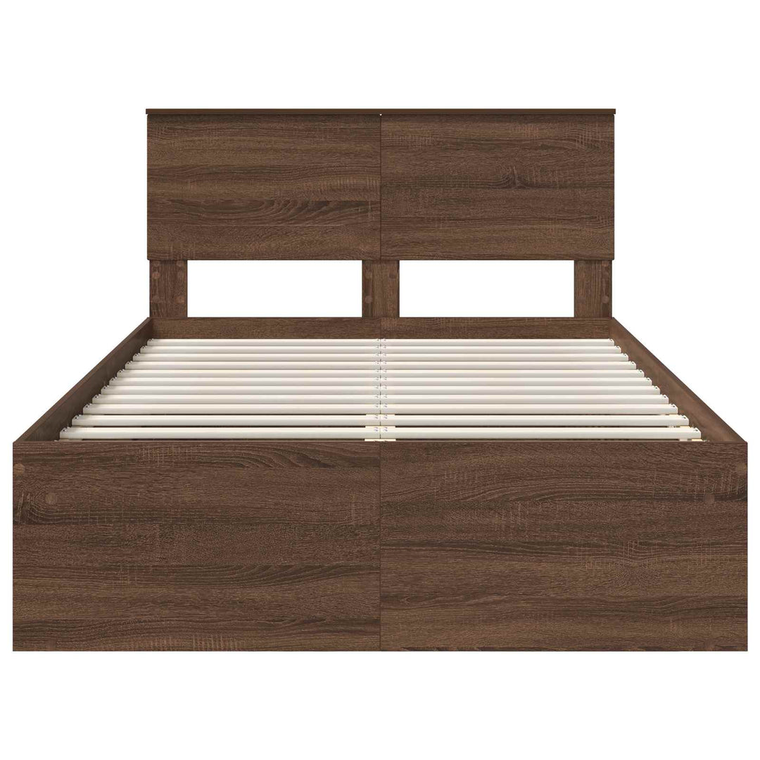 Sengestel med hovedgærde Brun eg 120 x 200 cm Konstrueret træ