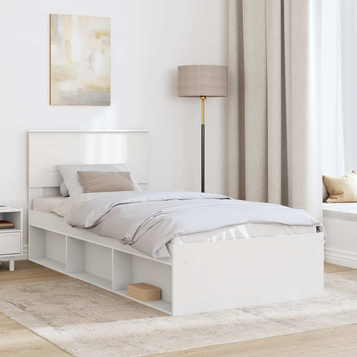 Sengestel med hovedgærde Hvid 100 x 200 cm Konstrueret træ
