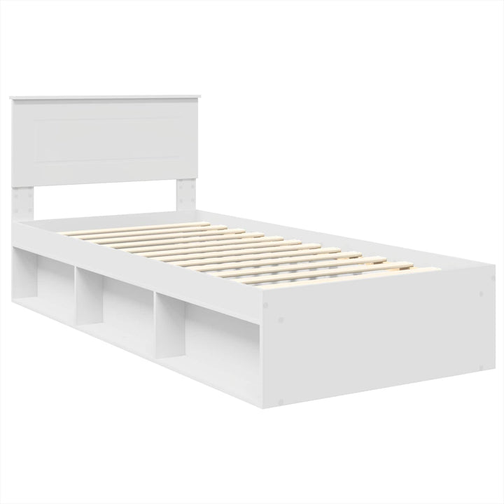 Sengestel med hovedgærde Hvid 100 x 200 cm Konstrueret træ