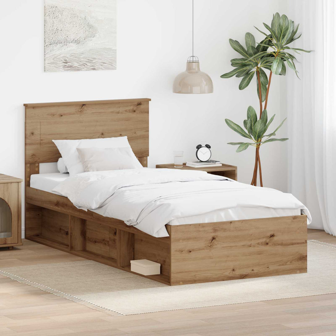 Sengestel med hovedgærde Artisan eg 90 x 190 cm Konstrueret træ