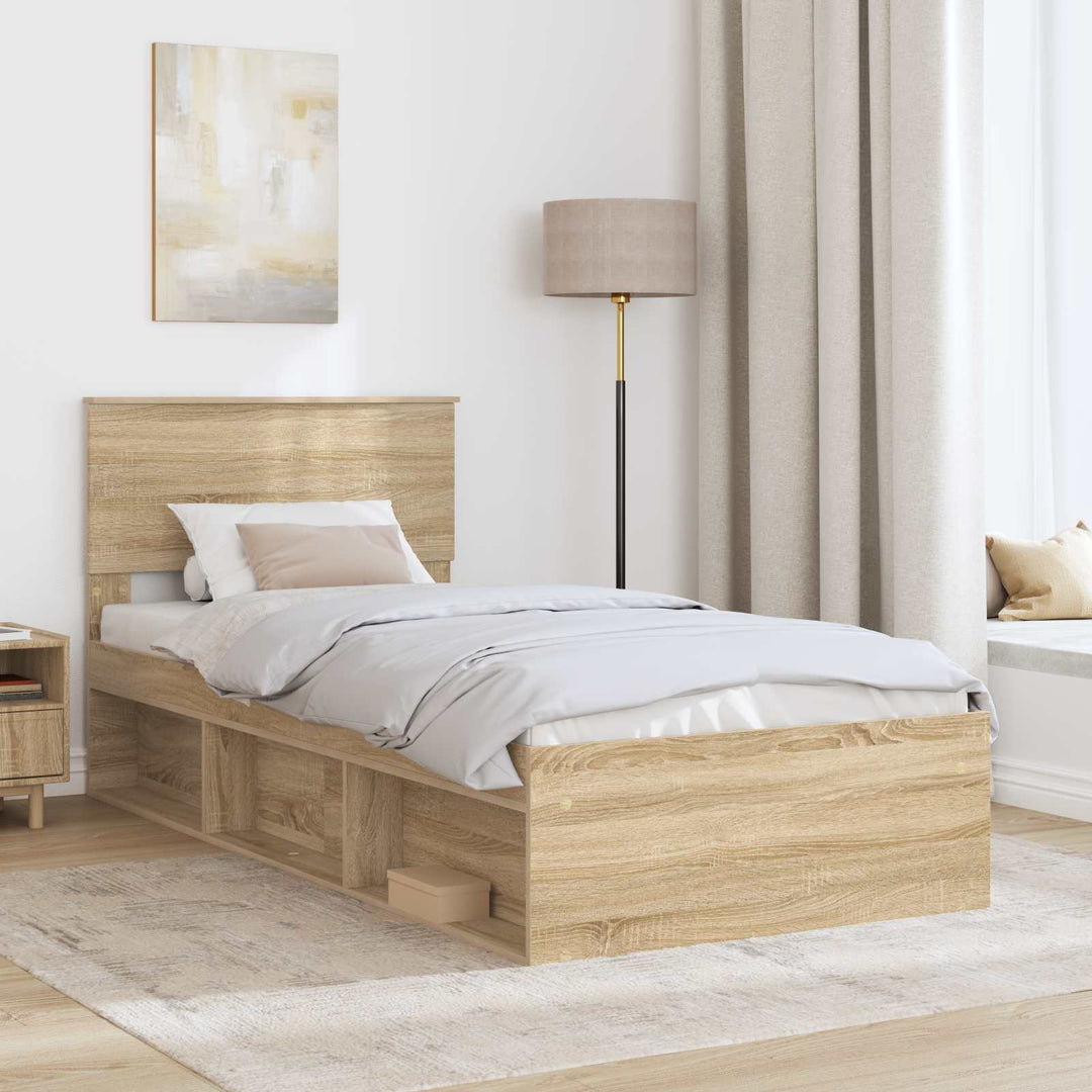 Sengestel med hovedgærde Sonoma eg 75 x 190 cm Konstrueret træ