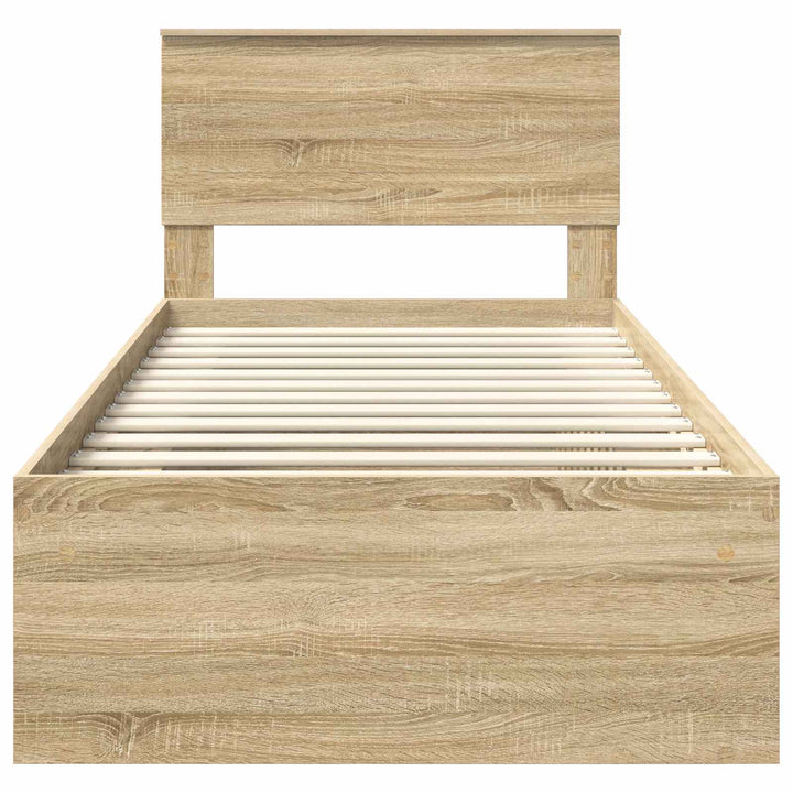 Sengestel med hovedgærde Sonoma eg 75 x 190 cm Konstrueret træ