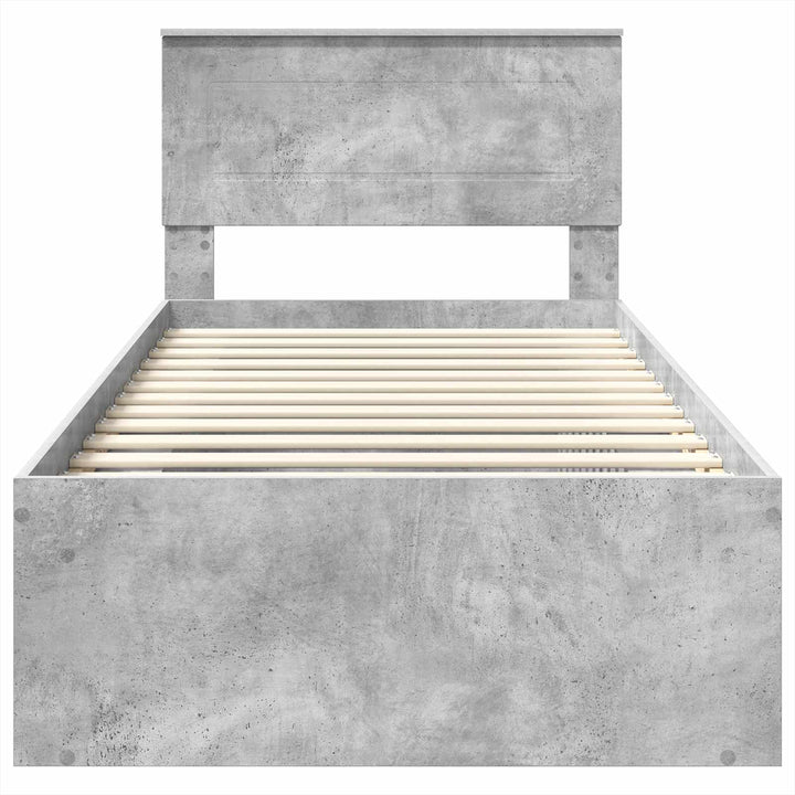 Sengestel med hovedgærde Beton Grå 75 x 190 cm Konstrueret træ