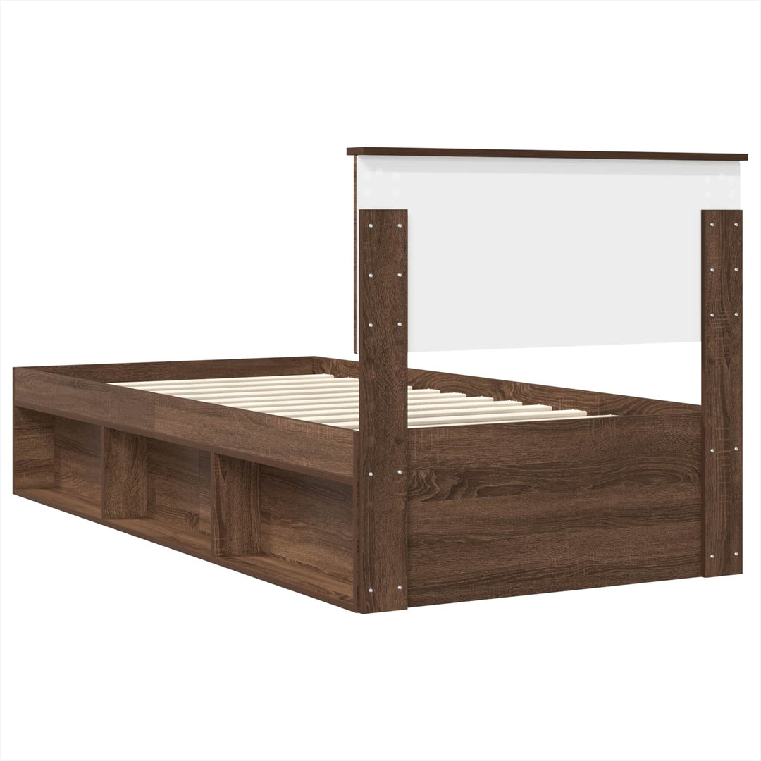 Sengestel med hovedgærde Brun eg 75 x 190 cm Konstrueret træ