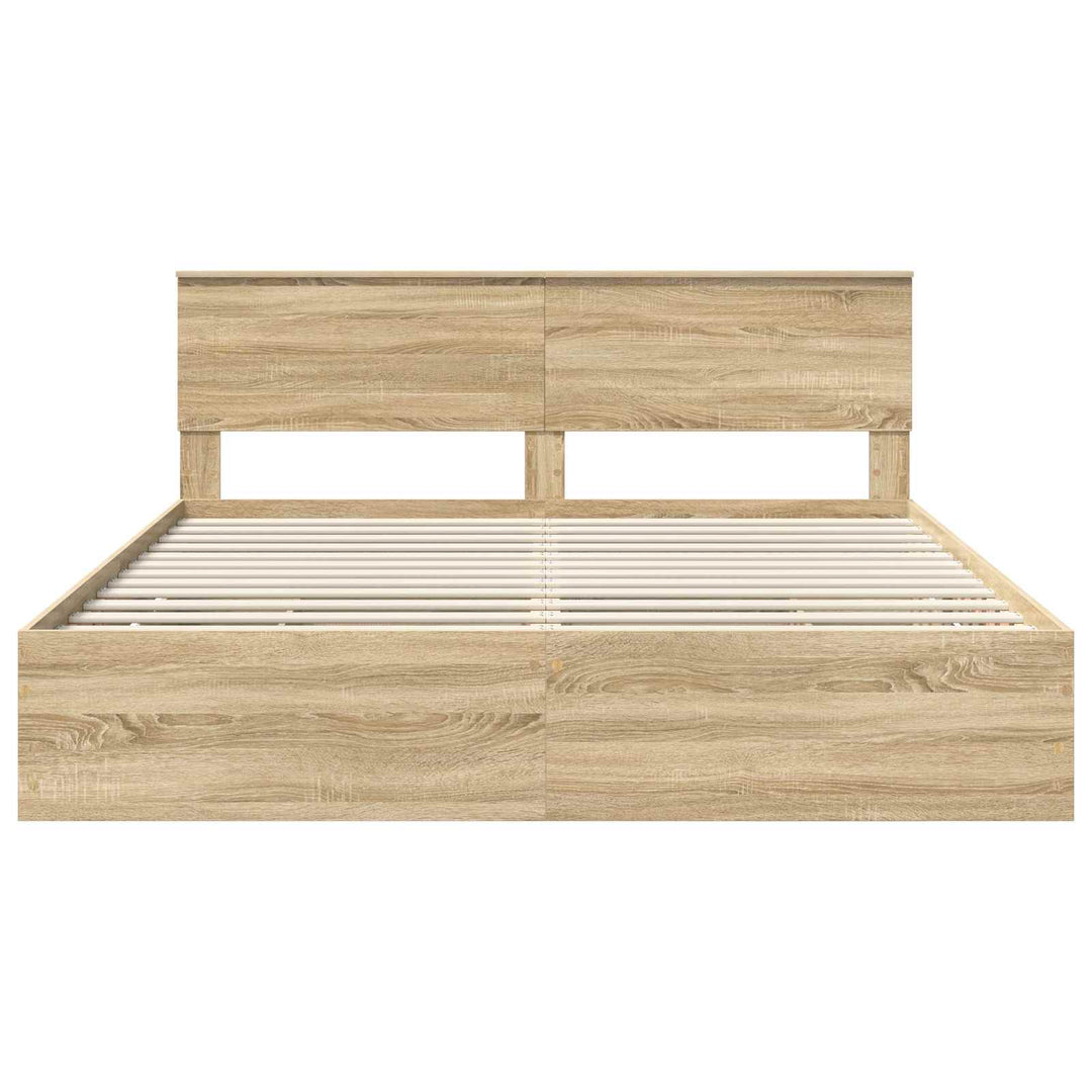 Sengestel med skuffe Sonoma eg 200 x 200 cm Ingeniørtræ