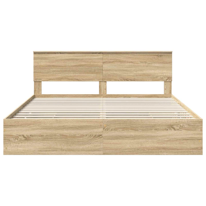 Sengestel med skuffe Sonoma eg 200 x 200 cm Ingeniørtræ
