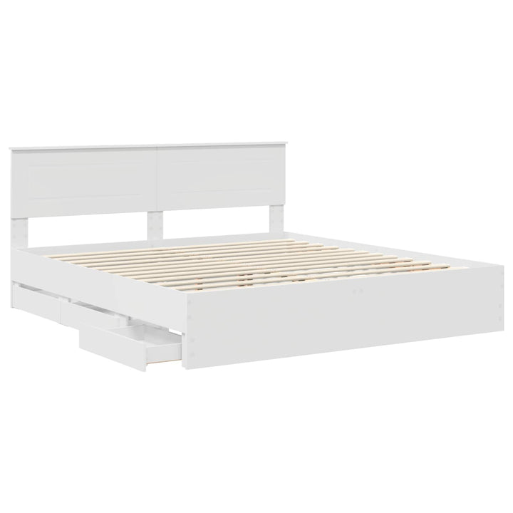 Sengestel med skuffe Hvid 180 x 200 cm Ingeniørtræ