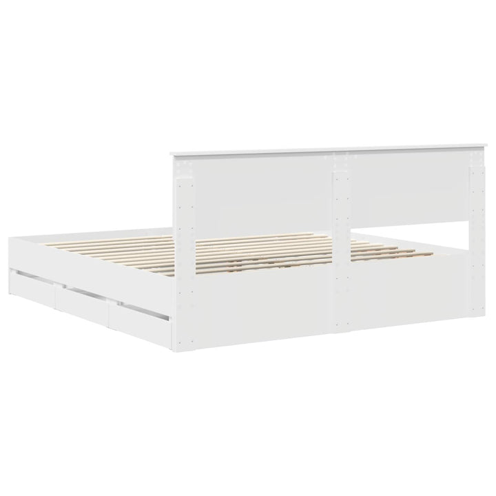 Sengestel med skuffe Hvid 180 x 200 cm Ingeniørtræ